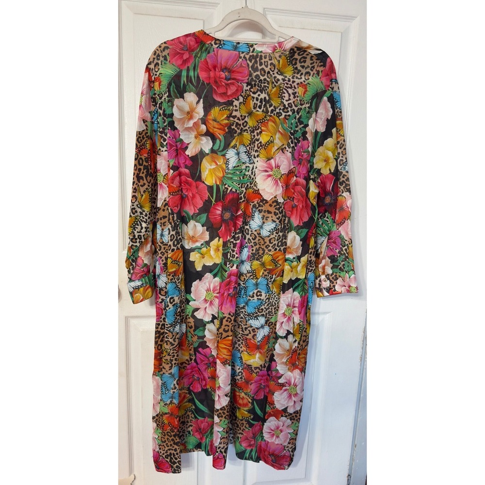 Johnny Was Floral Leopard Butterfly Cotton Shirt Dress R32521C3 XL Multi-Color - Picture 8 of 9